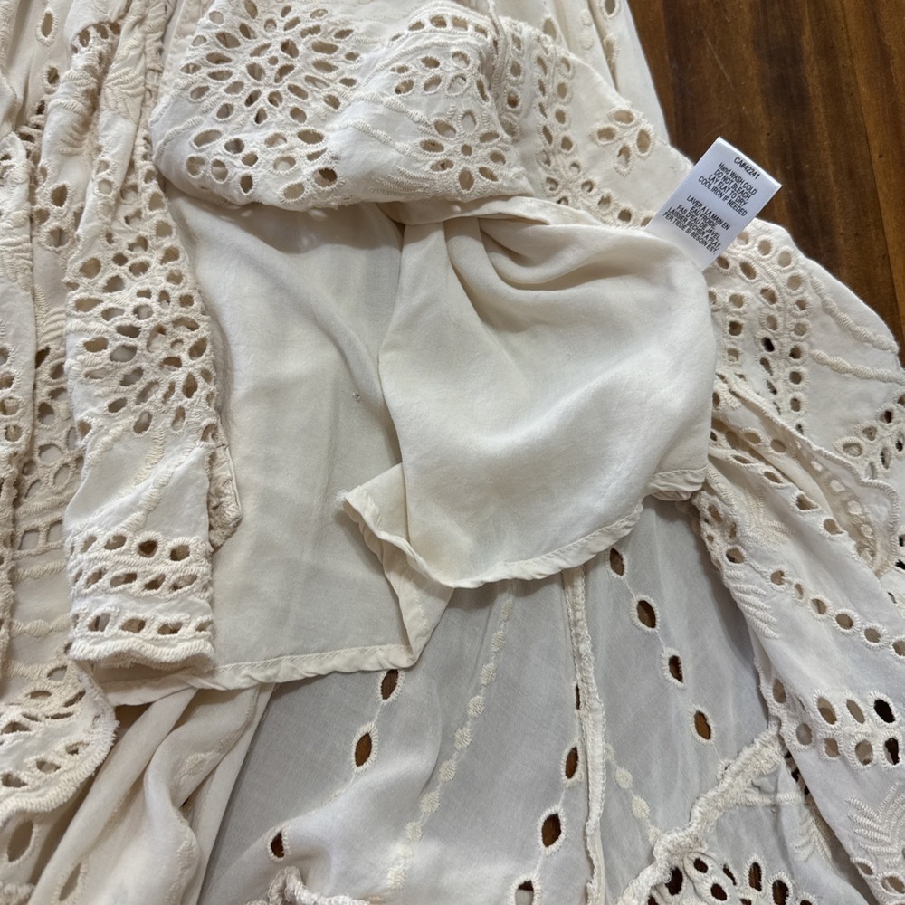 YFB Young Fabulous & Broke Costa Eyelet High Low Dress Ivory Medium - Picture 14 of 14